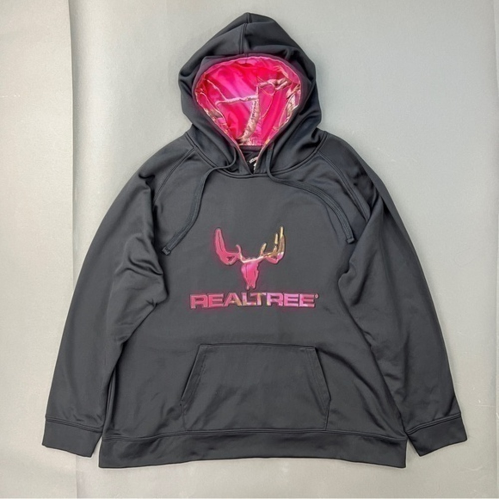 Y2K Real Tree Pink Camo Logo Black Pullover Hoodie